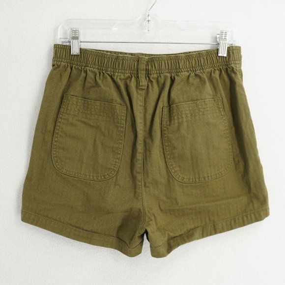 Madewell aj524 Womens Camp Shorts High Waist Green Cotton Elastic Waist Sz Small - Picture 4 of 8